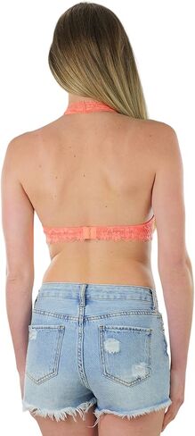 ToBeInStyle Women's Lined Lace Halter Stretch Bralette in Saudi Arabia