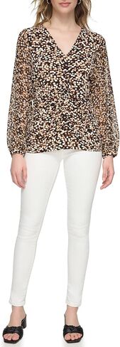 Calvin Klein Women's Gathered Long Sleeve Knit in Saudi Arabia