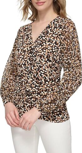 Calvin Klein Women's Gathered Long Sleeve Knit in Saudi Arabia