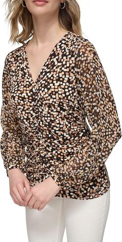 Calvin Klein Women's Gathered Long Sleeve Knit in Saudi Arabia