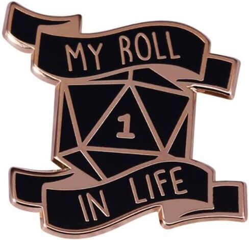 دبوس بروش من كوبول مطبوع عليه عبارة "My Roll in Life" Critical Fail D20 من خليط معدني من الستيل بدون احجار كريمة in Saudi Arabia