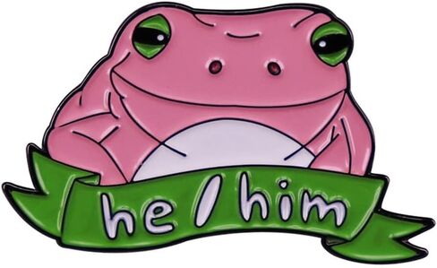 الضمائر هو له لطيف الضفدع المينا دبوس الوردي الضفدع بروش ظهره الملابس التلبيب مضحك الحيوان شارة مجوهرات هدية للأصدقاء الأطفال هدية in Kuwait