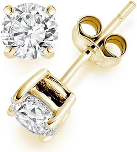 1/4 Carat Solitaire Diamond Stud Earrings Round Brilliant Shape 4 Prong Push Back (J-K Color, I2 Clarity) in Saudi Arabia