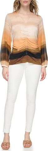 Calvin Klein Women's Gathered Long Sleeve Knit in Saudi Arabia