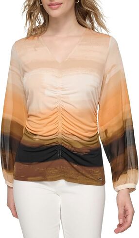 Calvin Klein Women's Gathered Long Sleeve Knit in Saudi Arabia