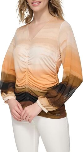 Calvin Klein Women's Gathered Long Sleeve Knit in Saudi Arabia