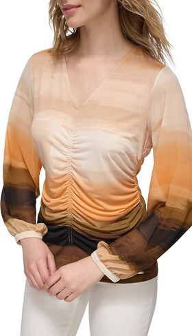 Calvin Klein Women's Gathered Long Sleeve Knit in Saudi Arabia