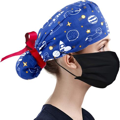 قبعة عمل كوهوتا مع زر للنساء، حامل ذيل حصان، قبعة عمل منتفخة، قبعات شعر طويل... in Kuwait