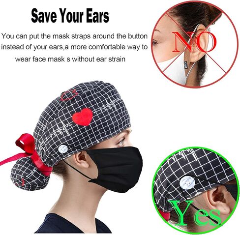 قبعة عمل كوهوتا مع زر للنساء، حامل ذيل حصان، قبعة عمل منتفخة، قبعات شعر طويل... in Kuwait