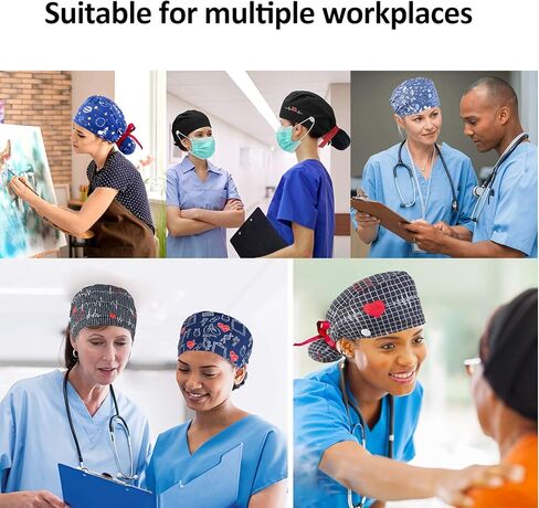 قبعة عمل كوهوتا مع زر للنساء، حامل ذيل حصان، قبعة عمل منتفخة، قبعات شعر طويل... in Kuwait