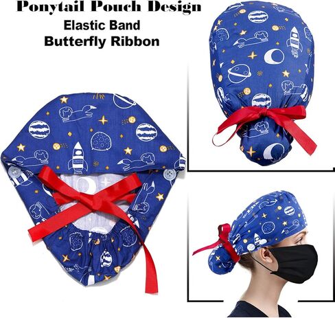 قبعة عمل كوهوتا مع زر للنساء، حامل ذيل حصان، قبعة عمل منتفخة، قبعات شعر طويل... in Kuwait