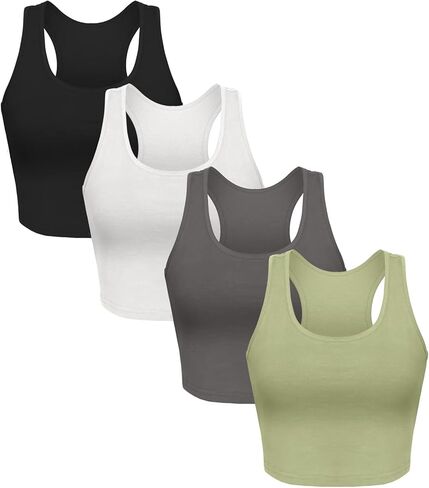 KCDDUMK 4 قطع من القمصان الأساسية بدون أكمام بدون أكمام من القطن الرياضي للنساء in Kuwait