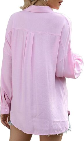 Beimuc Womens Tops Spring Summer Long Sleeve Shirts Plus Size Button Down Shirts Loose Fit Womens Blouse Oversized in Saudi Arabia
