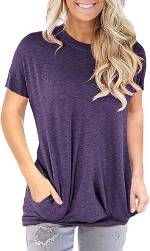 قميص نسائي بأكمام قصيرة وجيب من Onlypuff تي شيرت فضفاض مناسب in Kuwait