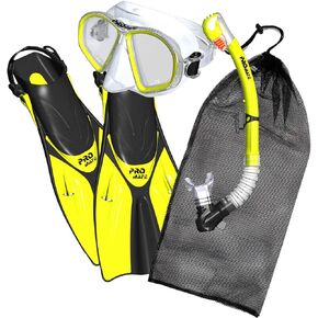 Promate Snorkel Set Snorkeling fins mask and Dry Snorkel Gear Bag Set for Adult Youth Snorkeling Set
