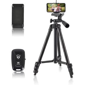 Lightweight Smart Phone Tripod Stand, 40" Aluminum Portable Extendable Travel Phone Tripod Stand with Phone Holder, Shutter, Carrying Bag, Perfect for Selfies/Live Stream/Vlogging/Video Recording