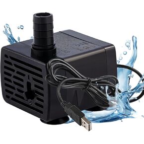 Small Water Pump Fountain Pump with Filter Sponge 5W Submersible USB Pet Water Fountain Ultra Quiet Water Table Pump for Aquarium, Pond, Fish Tank, Hydroponics
