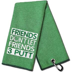 DYHYMY Friends Don't Let Friends 3 Putt Golf Towel, Embroidered Navy Blue Golf Towels for Golf Bags with Clip, Golf Gifts for Men, Birthday Gifts for Golf Fan, Retirement Gift, Dad Golf Towel