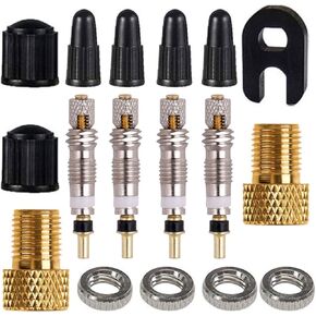 TuoTu Presta Valve Cores Tubeless Kit, Presta Valve Cap, Presta to Schrader Valve Adapter 17Pcs