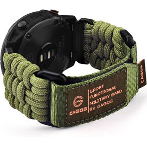 CAGOS Paracord Bands Compatible with Garmin Fenix 5X/Fenix 6X/Fenix 6X Pro Sapphire/Fenix 7X/Fenix 7X Sapphire Solar/Fenix 3/Tactix Delta Charlie, Garmin Quickfit 26 Watch Band Rugged Nylon Sport Straps Replacement for Men