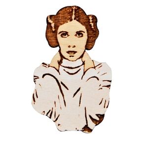 Princess Leia Hand-Painted Pin | Carrie Fisher Rebel Alliance Wood Brooch