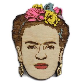 Frida Kahlo Hand-Made Wood Pin | Gift for Artists Hand-Painted Brooch