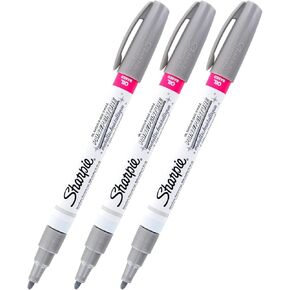 Sharpie Oil-Based Paint Marker, Fine Point, Pack of 3 (Silver)
