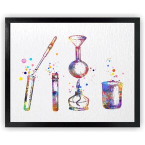 Dignovel Studios 8X10 Unframed Chemical Lab Test Tubes Pipette Chemistry Medical Art Laboratory Science Biology Education Watercolor Art Print Poster Wall Hanging Decor DN800