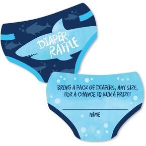 Big Dot of Happiness Shark Zone - Diaper Shaped Raffle Ticket Inserts - Jawsome Shark Baby Shower Activities - Diaper Raffle Game - Set of 24