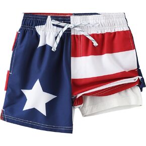 HODOSPORTS Boys Swim Trunks with Compression Liner Swimwear Bathing Suits Swim Shorts with Pockets