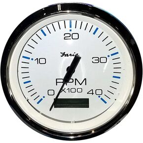 Faria 33834 Chesapeake Tachometer Gauge with Hourmeter Diesel - White SS, 4"