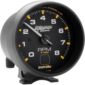 AUTO METER 2302 Autogage Shift-Lite Tachometer Black dial/Black bezel, 3.750 in.
