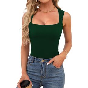 Womens Square Neck Tank Tops Dressy Summer Sleeveless Shirts Sexy Going Out Fitted Trendy Tops T Shirts Blouses