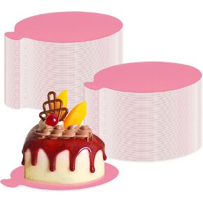 200 قطعة من ألواح الكيك الصغيرة مقاس 3.54 سم، قاعدة كيك صغيرة من الموس الوردي، أطباق ورقية للكعك وحلوى الكب كيك تعرض صينية دائرية وقاعدة معجنات لتزيين الكيك وحفلات الزفاف in Kuwait
