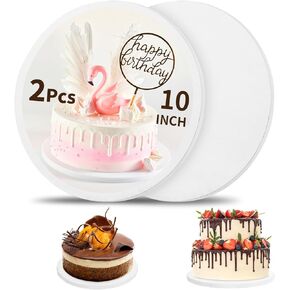 Cake Drums 10 Inch Round, 2 Pack Cake Boards 10 Inch, 1/2" Thick Cake Base, Sturdy Corrugated Cake Boards Professional Cake Decorating for Multi-Layer Cakes Display (White)