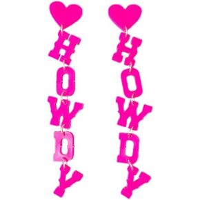 Western Cowboy Cowgirl HOWDY Letters Glitter Drop Dangle Earrings for Women Girls Acrylic Glitter Rodeo Disco Cowboy Hat Earrings Country Concert Party Outfits Jewelry