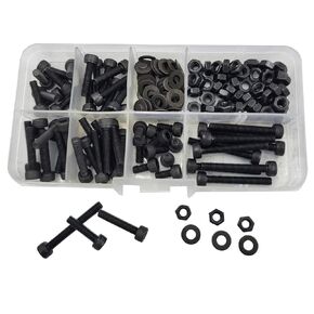 M5-0.8 x 12mm,16mm,20mm,30mm,40mm Hex Socket Allen Head Cap Bolts Nuts Washers Screws Assortment Set 12.9 Grade Alloy Steel Socket Drive Machine Screws (M5(120Pcs))