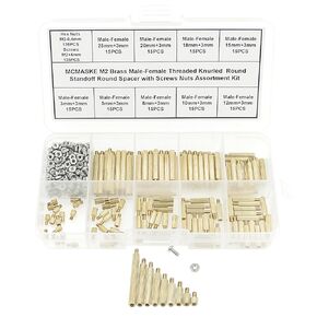 500PCS M2.5 Brass Male-Female Hex Standoffs Spacers Screws Nuts Flat Washers Assortment Kit;Female Lengths:6mm to 25mm