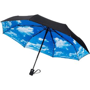 Heavy Duty Auto Open/Close Travel Umbrella, Windproof Up to 60 MPH Winds, Frame Won't Break if Flipped Inside/Outside