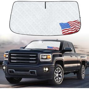 Windshield Sun Shade,Foldable Front Window Sun Shade for 2007-2013 Chevrolet Silverado/GMC Sierra 1500 07-14 Chevrolet Silverado/GMC Sierra 2500HD/3500HD-Upgraded 6mm 240T Material(59" X 28")