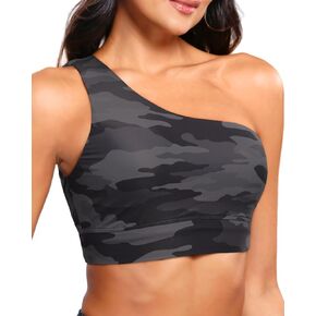 Holipick Women One Shoulder Bikini Top Push Up Swim Tops Crop Sports Bra Swimsuit top Only No Bottom