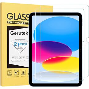 Gerutek Screen Protector for iPad 10th Generation 10.9 Inch 2 Pack, [Ultra Clear] [Anti Scratch] [9H Hardness] [Bubble-Free] Tempered Glass Film for iPad 10th Gen 2022