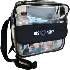 BTS Army stadium, concert approved clear crossbody messenger shoulder bag with adjustable strap, 10 X 10 inches, waterproof, lightweight in Saudi Arabia
