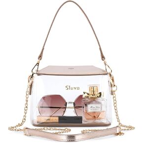 Clear purses for women stadium，Fashion clear bag stadium approved，Pink Square clear bag stadium approved for women.