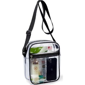 Jusdot Clear Bag Stadium Approved, Transparent Crossbody Purse, See Through PVC Bags for Sporting Event, Music Festival and Concerts