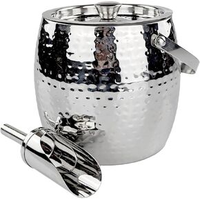 BREKX 3QT Insulated Ice Bucket with Lid and Scoop for Parties - Iceberg Anchored Wine Chiller/Champagne Bucket for Cocktail Bar, Metal Bucket with Lid, Ice Bin to Chill Ice with Small Scoop