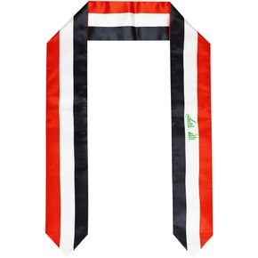 Pasksamtu Iraq Flag Graduation Stole Sash for Study Aboard International Students Abroad Adult Unisex
