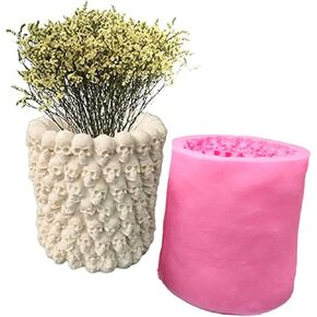 Skull Silicone Flower Pot Mold for Succulent Plants Concrete Clay Cement Vase Mold Pen Candle Holder Mould Fondant Cake Chocolate Mold