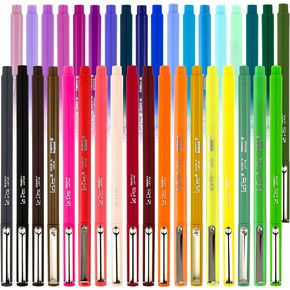 Uchida Le Pens Multicolor Set - 36 Colors Complete Set - Le Pen Pens for Journaling - Smudge Proof Fine Pens for Writing, Drawing - 0.3 Fine Line Lepen Pen Set