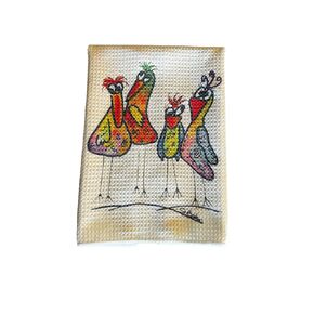 Microfiber waffle knit colorful birds kitchen towel